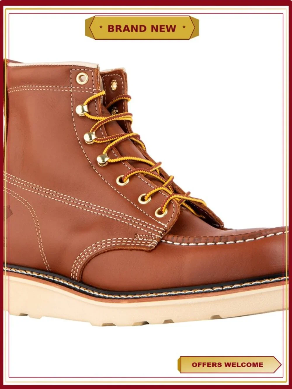 Men's Soft Toe Full Grain Leather Backhaul Brown Work Boots